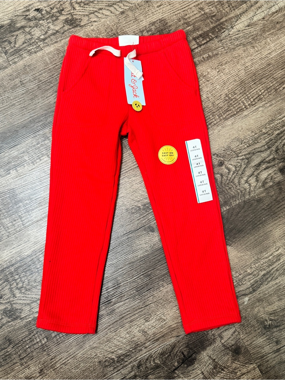 Cat & Jack Bright Red Ribbed Leggings